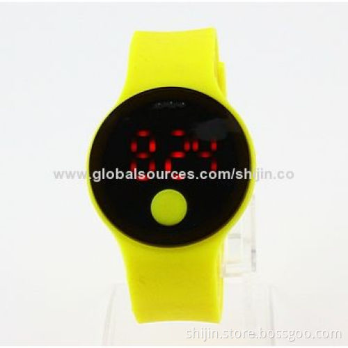 Digital watch with LED touch and leather strap